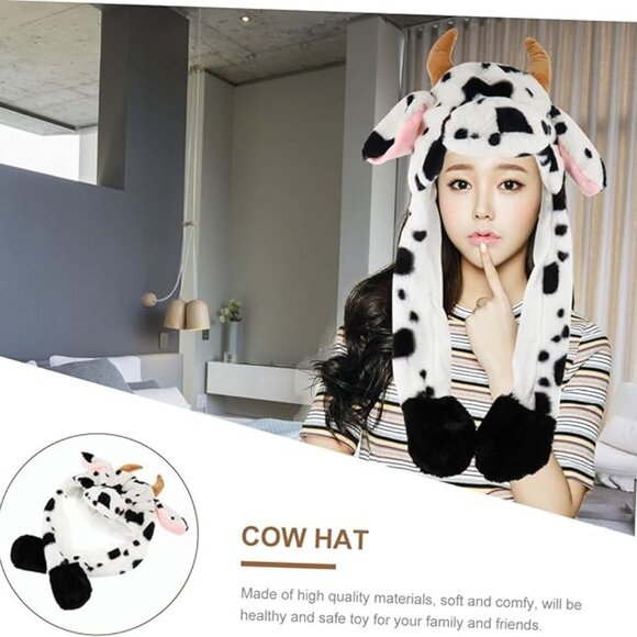 Plush Cow Hat with Moving Ears | One Size - Picture 1 of 6